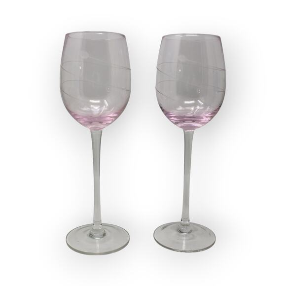 8 Lenox TUSCANY SEASONS PASTEL GOBLETS Crystal Water Wine Swirl Cut Etched - Picture 6 of 11